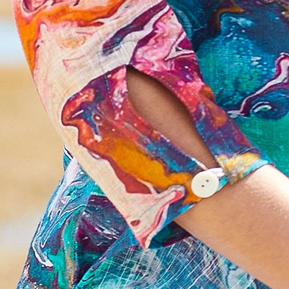 Parsley & Sage Multicolored 3/4 Sleeve Button Down Shirt - Picture 3 of 5